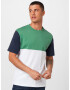 !Solid Tricou albastru noapte / verde / alb - Pled.ro