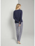 TOM TAILOR Pijama bleumarin / alb - Pled.ro