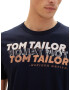 TOM TAILOR Tricou albastru marin / albastru noapte / portocaliu caisă / alb - Pled.ro