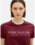 TOM TAILOR Tricou roșu bordeaux / alb - Pled.ro