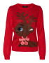 VERO MODA Pulover 'CUTE DEER' maro închis / roz / roșu / alb - Pled.ro