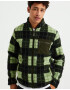 WE Fashion Jachetă fleece verde / negru - Pled.ro