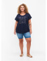 Zizzi Tricou 'Vera' bleumarin / alb - Pled.ro