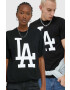 47brand tricou din bumbac Mlb Los Angeles Dodgers culoarea negru cu imprimeu - Pled.ro