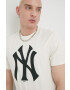 47brand tricou din bumbac Mlb New York Yankees culoarea bej cu imprimeu - Pled.ro