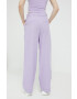 Abercrombie & Fitch pantaloni din in culoarea violet lat high waist - Pled.ro