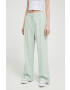 Abercrombie & Fitch pantaloni din in culoarea verde drept high waist - Pled.ro