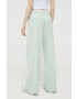 Abercrombie & Fitch pantaloni din in culoarea verde drept high waist - Pled.ro