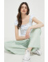 Abercrombie & Fitch pantaloni din in culoarea verde drept high waist - Pled.ro