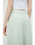 Abercrombie & Fitch pantaloni din in culoarea verde drept high waist - Pled.ro