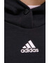 adidas bluza femei culoarea negru cu glugă cu imprimeu - Pled.ro