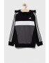 adidas bluza copii culoarea negru cu glugă modelator - Pled.ro