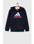 adidas bluza copii U BL 2 HOODIE culoarea albastru marin cu glugă cu imprimeu - Pled.ro