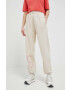 adidas by Stella McCartney pantaloni de trening din bumbac culoarea bej cu imprimeu - Pled.ro