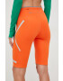 adidas by Stella McCartney pantaloni scurți de alergare femei culoarea portocaliu cu imprimeu high waist - Pled.ro