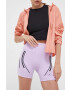 adidas by Stella McCartney pantaloni scurți de alergare TruePace culoarea violet cu imprimeu high waist - Pled.ro