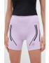 adidas by Stella McCartney pantaloni scurți de alergare TruePace culoarea violet cu imprimeu high waist - Pled.ro