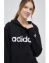 adidas hanorac de bumbac femei culoarea negru cu glugă modelator - Pled.ro