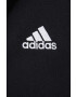 adidas hanorac de bumbac femei culoarea negru cu glugă cu imprimeu - Pled.ro