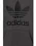 adidas Originals bluza copii TREFOIL culoarea gri cu glugă cu imprimeu - Pled.ro