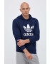 adidas Originals hanorac de bumbac barbati culoarea albastru marin cu glugă cu imprimeu - Pled.ro