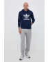 adidas Originals hanorac de bumbac barbati culoarea albastru marin cu glugă cu imprimeu - Pled.ro