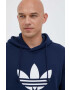 adidas Originals hanorac de bumbac barbati culoarea albastru marin cu glugă cu imprimeu - Pled.ro