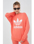 adidas Originals hanorac de bumbac HE9537 femei culoarea portocaliu cu imprimeu - Pled.ro