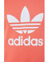 adidas Originals hanorac de bumbac HE9537 femei culoarea portocaliu cu imprimeu - Pled.ro