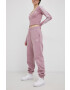 adidas Originals Pantaloni HF7515 femei culoarea roz material neted - Pled.ro