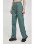 adidas Originals Pantaloni de bumbac HE4737 femei culoarea verde model drept high waist - Pled.ro