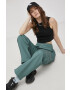 adidas Originals Pantaloni de bumbac HE4737 femei culoarea verde model drept high waist - Pled.ro