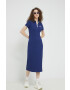 adidas Originals rochie culoarea albastru marin midi mulata - Pled.ro