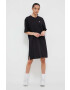 adidas Originals rochie din bumbac culoarea negru midi drept - Pled.ro