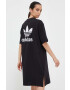 adidas Originals rochie din bumbac culoarea negru midi drept - Pled.ro