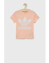 adidas Originals tricou de bumbac pentru copii culoarea portocaliu cu imprimeu - Pled.ro