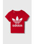 adidas Originals tricou de bumbac pentru copii TREFOIL culoarea rosu cu imprimeu - Pled.ro