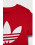 adidas Originals tricou de bumbac pentru copii TREFOIL culoarea rosu cu imprimeu - Pled.ro