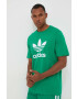 adidas Originals tricou din bumbac culoarea verde cu imprimeu - Pled.ro