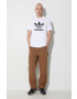 adidas Originals tricou din bumbac culoarea alb cu imprimeu - Pled.ro