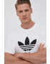 adidas Originals tricou din bumbac barbati culoarea alb cu imprimeu - Pled.ro