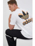 adidas Originals tricou din bumbac culoarea alb cu imprimeu - Pled.ro