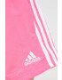 adidas pantaloni scurti femei culoarea roz cu imprimeu high waist - Pled.ro