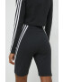 adidas pantaloni scurti femei culoarea negru cu imprimeu high waist - Pled.ro