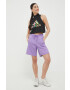 adidas pantaloni scurti femei culoarea violet neted high waist - Pled.ro