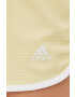 adidas Performance pantaloni scurți de alergare Marathon 20 femei culoarea galben cu imprimeu medium waist - Pled.ro