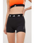 adidas Performance pantaloni scurți de antrenament Period Proof femei culoarea negru cu imprimeu high waist - Pled.ro