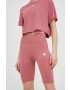 adidas Performance pantaloni scurți de antrenament femei culoarea roz neted high waist - Pled.ro