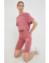 adidas Performance pantaloni scurți de antrenament femei culoarea roz neted high waist - Pled.ro