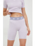 adidas Performance pantaloni scurți de antrenament femei culoarea violet neted high waist - Pled.ro